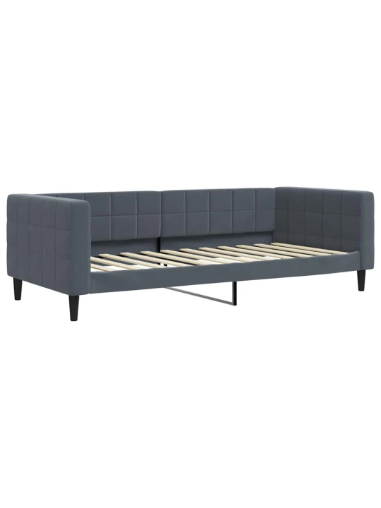 Válenda s přistýlkou a zásuvkami tmavě šedá 90 x 200 cm samet