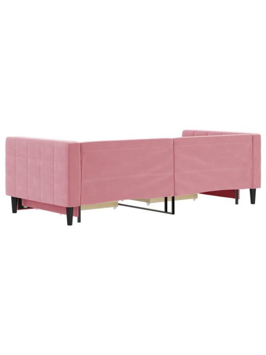 Válenda s přistýlkou a zásuvkami růžová 90 x 200 cm samet