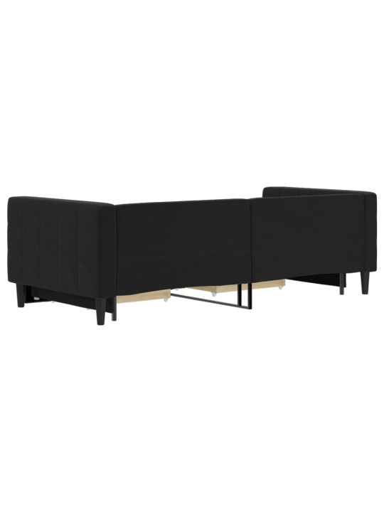 Válenda s přistýlkou a zásuvkami černá 90 x 200 cm samet