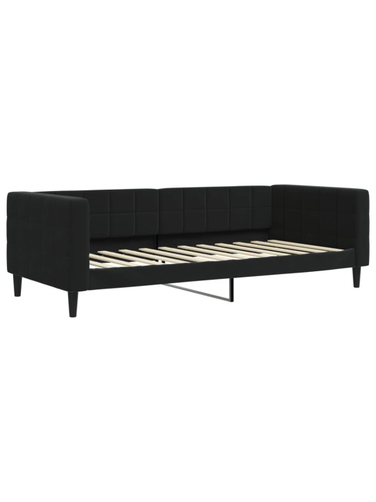 Válenda s přistýlkou a zásuvkami černá 90 x 200 cm samet