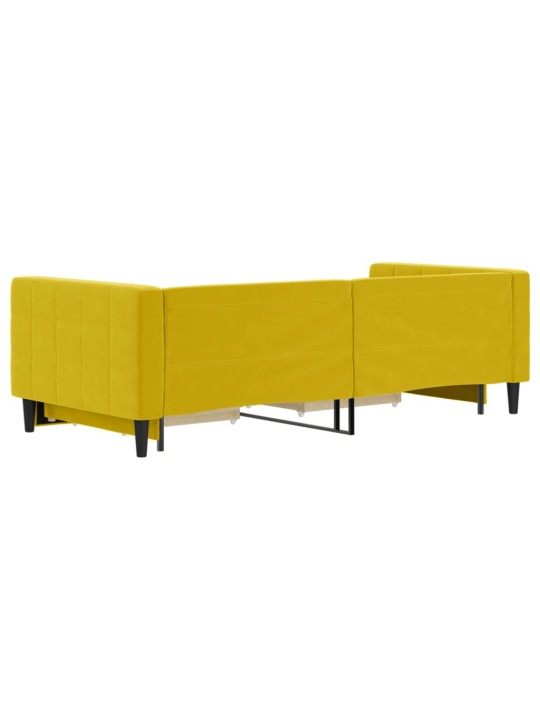 Válenda s přistýlkou a zásuvkami žlutá 90 x 200 cm samet
