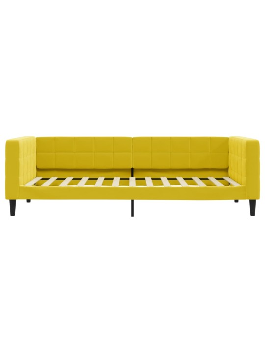 Válenda s přistýlkou a zásuvkami žlutá 90 x 200 cm samet