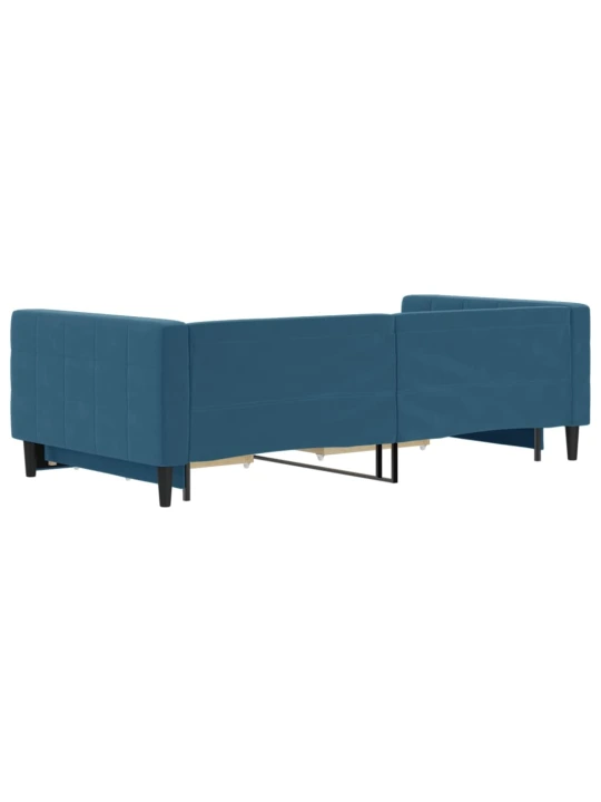 Válenda s přistýlkou a zásuvkami modrá 100 x 200 cm samet