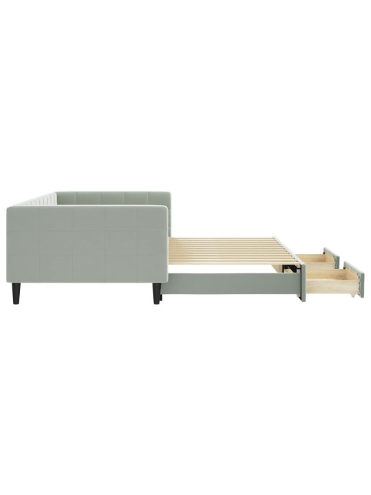 Válenda s přistýlkou a zásuvkami světle šedá 100 x 200 cm samet