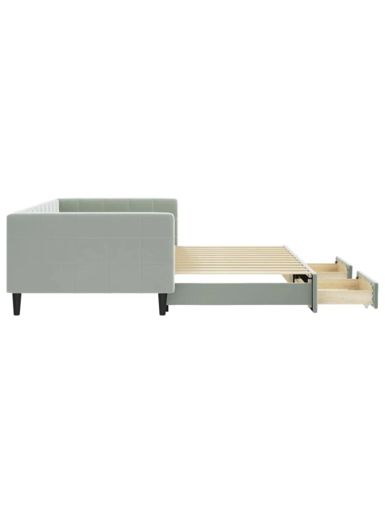 Válenda s přistýlkou a zásuvkami světle šedá 100 x 200 cm samet