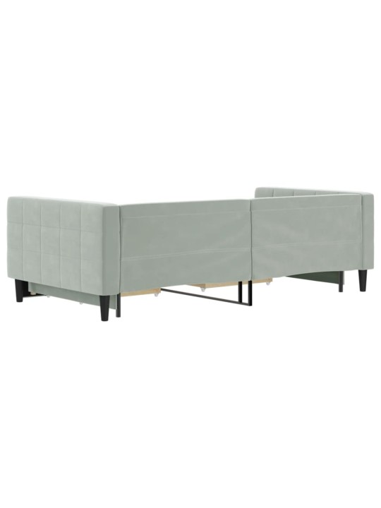 Válenda s přistýlkou a zásuvkami světle šedá 100 x 200 cm samet