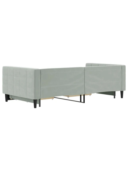 Válenda s přistýlkou a zásuvkami světle šedá 100 x 200 cm samet