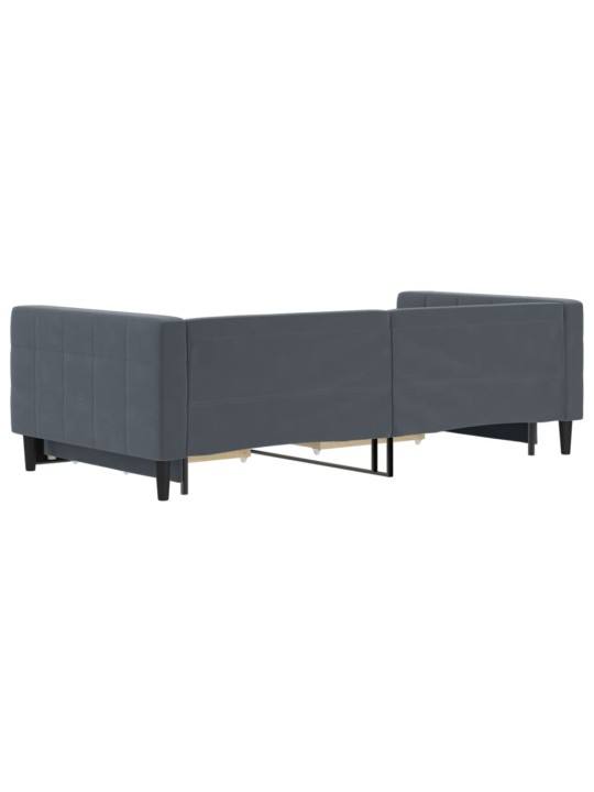 Válenda s přistýlkou a zásuvkami tmavě šedá 100 x 200 cm samet