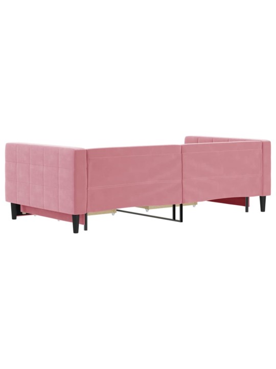 Válenda s přistýlkou a zásuvkami růžová 100 x 200 cm samet
