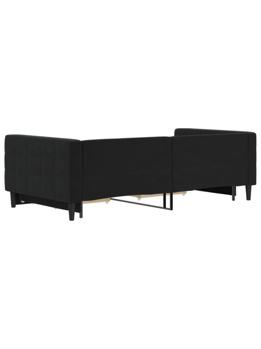 Válenda s přistýlkou a zásuvkami černá 100 x 200 cm samet