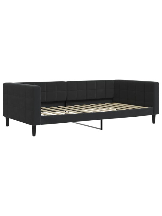 Válenda s přistýlkou a zásuvkami černá 100 x 200 cm samet