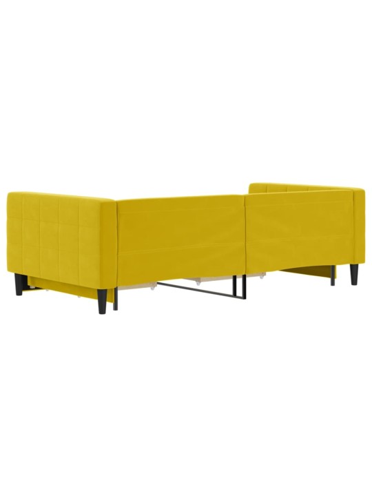 Válenda s přistýlkou a zásuvkami žlutá 100 x 200 cm samet