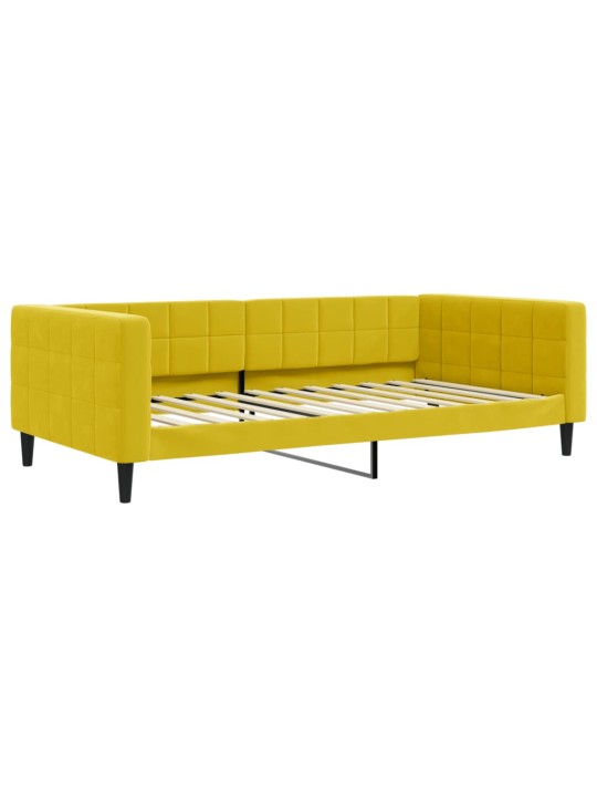 Válenda s přistýlkou a zásuvkami žlutá 100 x 200 cm samet