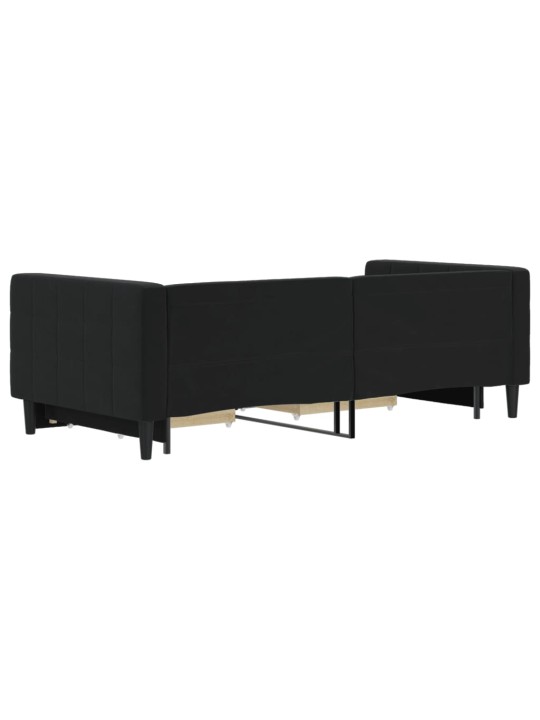 Válenda s přistýlkou a zásuvkami černá 90 x 190 cm samet