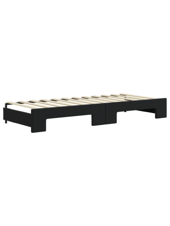 Válenda s přistýlkou a zásuvkami černá 80 x 200 cm samet