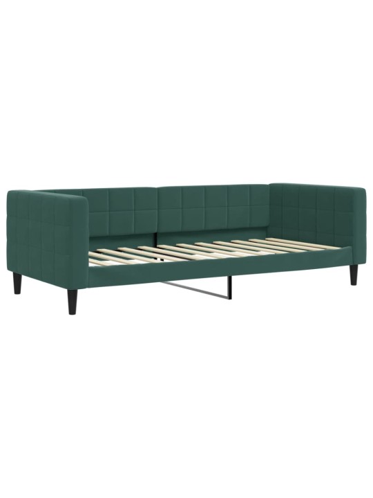 Válenda s přistýlkou a zásuvkami tmavě zelená 90 x 200 cm samet