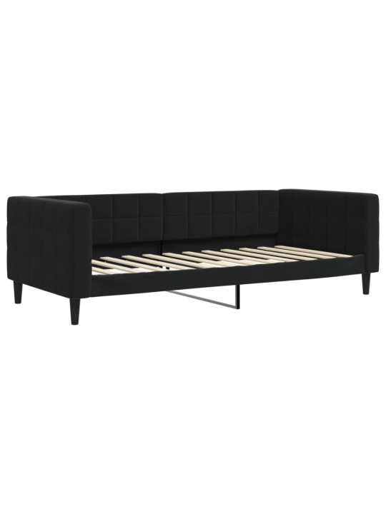 Válenda s přistýlkou a zásuvkami černá 90 x 200 cm samet