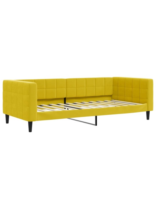 Válenda s přistýlkou a zásuvkami žlutá 90 x 200 cm samet