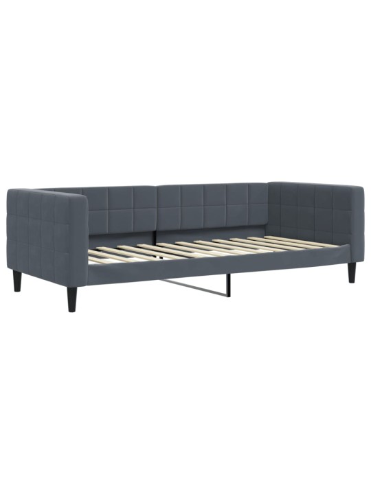 Válenda s přistýlkou a zásuvkami tmavě šedá 100 x 200 cm samet