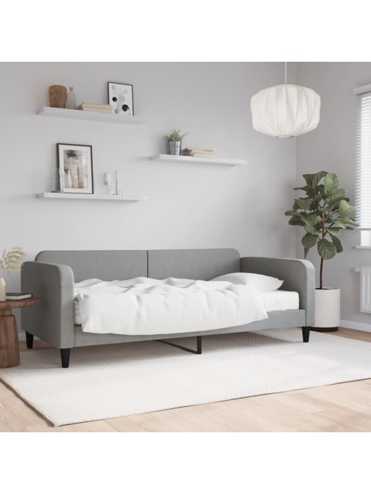 Válenda s matrací světle šedá 90 x 200 cm textil
