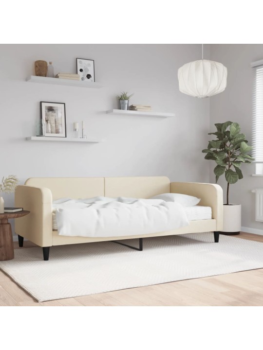 Válenda s matrací krémová 90 x 200 cm textil