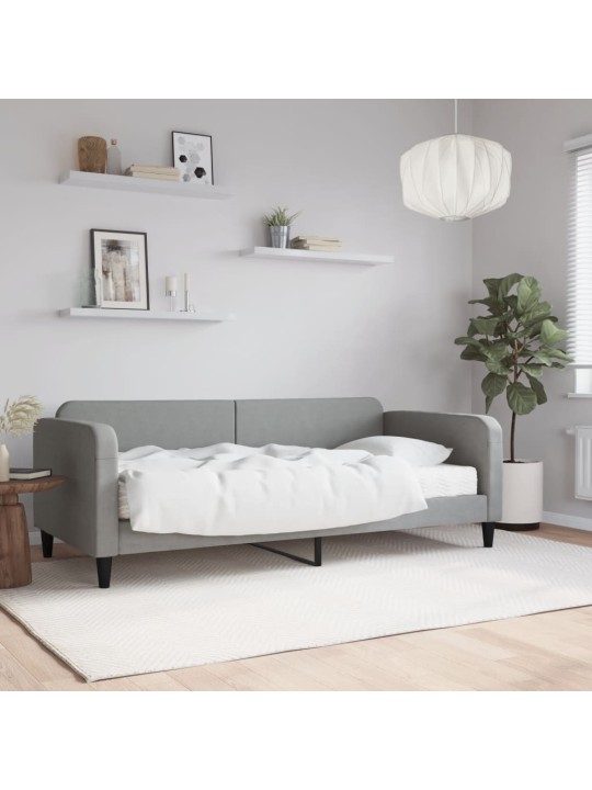 Válenda s matrací světle šedá 90 x 190 cm textil
