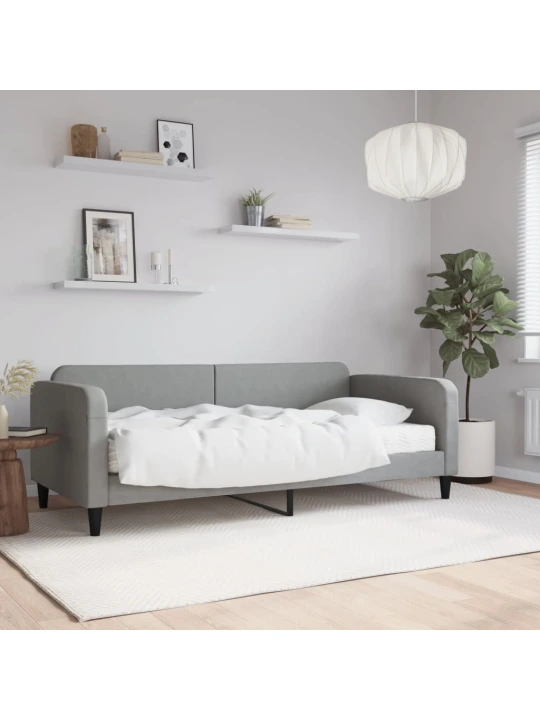 Válenda s matrací světle šedá 90 x 190 cm textil