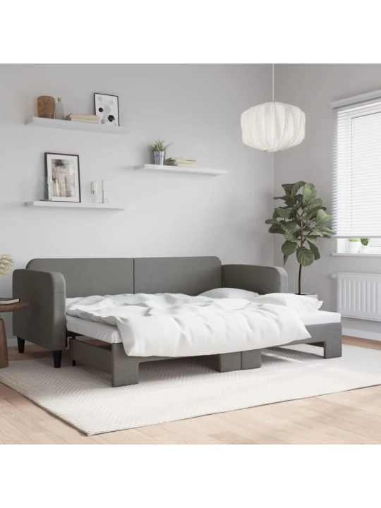 Válenda s přistýlkou tmavě šedá 80 x 200 cm textil