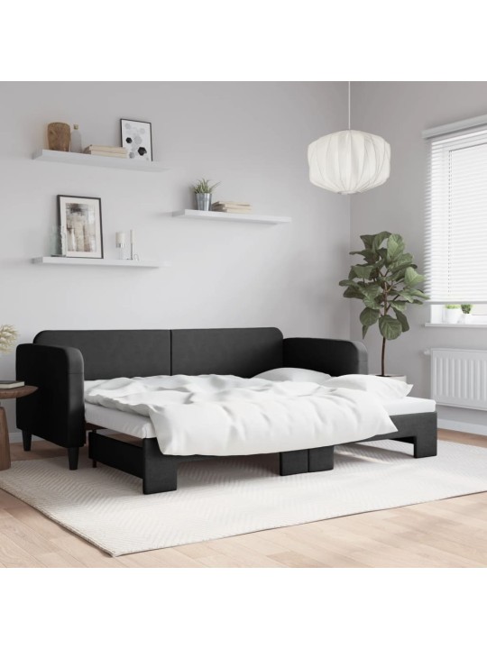 Válenda s přistýlkou černá 80 x 200 cm textil