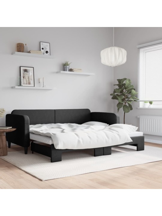 Válenda s přistýlkou černá 90 x 200 cm textil