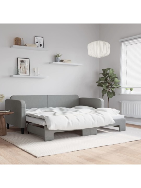 Válenda s přistýlkou světle šedá 90 x 190 cm textil