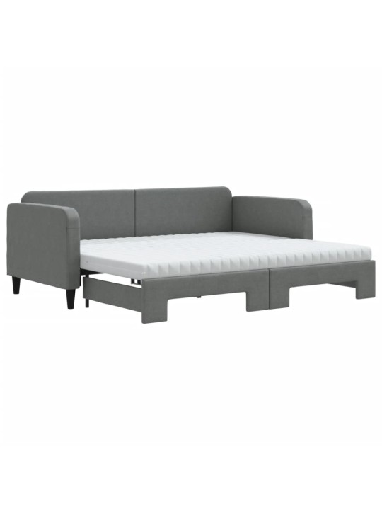 Válenda s přistýlkou a matracemi tmavě šedá 90 x 200 cm textil