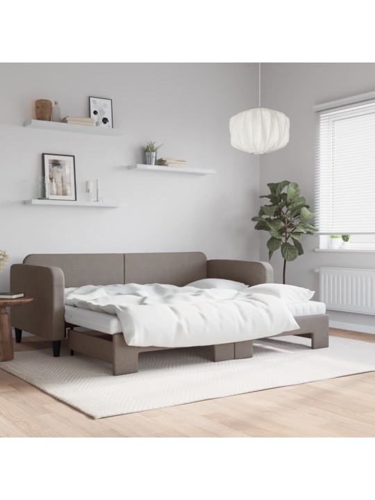 Válenda s přistýlkou a matracemi taupe 90 x 200 cm textil