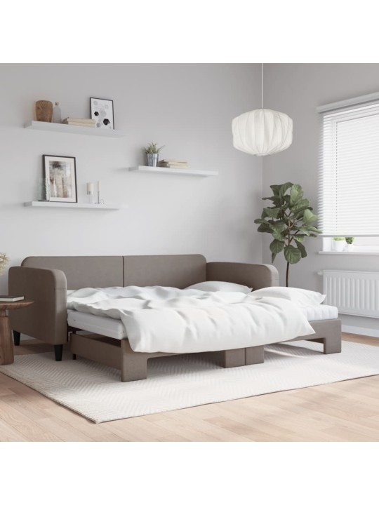 Válenda s přistýlkou a matracemi taupe 100 x 200 cm textil