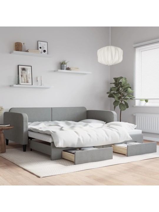 Válenda s přistýlkou a zásuvkami světle šedá 100x200 cm textil