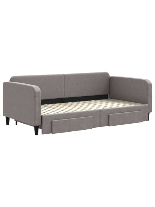 Válenda s přistýlkou a zásuvkami taupe 100 x 200 cm textil