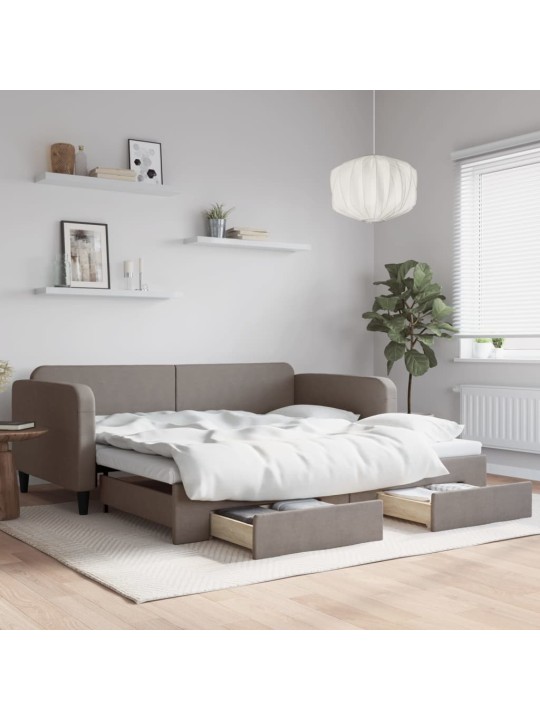 Válenda s přistýlkou a zásuvkami taupe 100 x 200 cm textil