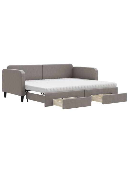 Válenda s přistýlkou a zásuvkami taupe 90 x 200 cm textil