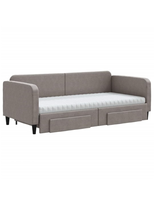 Válenda s přistýlkou a zásuvkami taupe 90 x 200 cm textil