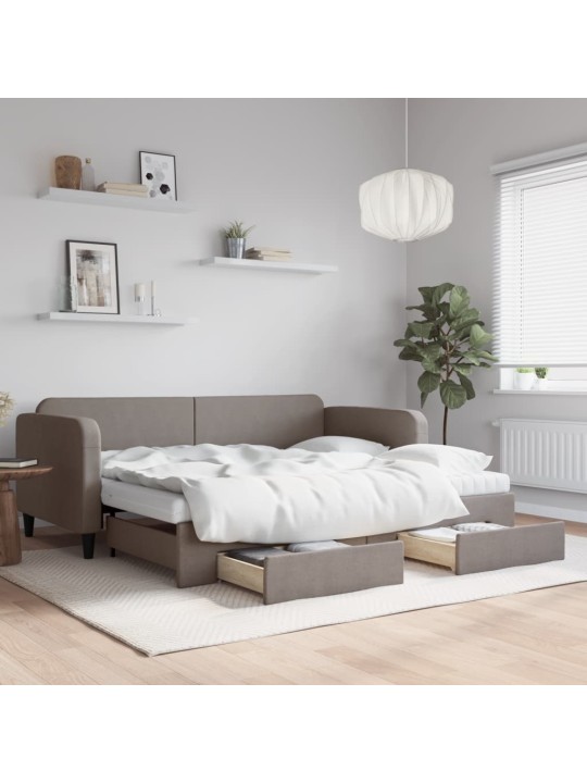 Válenda s přistýlkou a zásuvkami taupe 90 x 200 cm textil