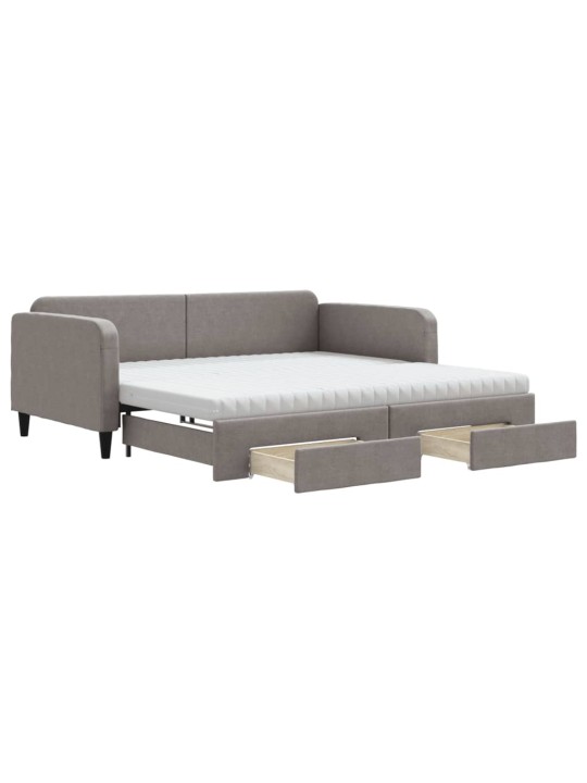 Válenda s přistýlkou a zásuvkami taupe 100 x 200 cm textil