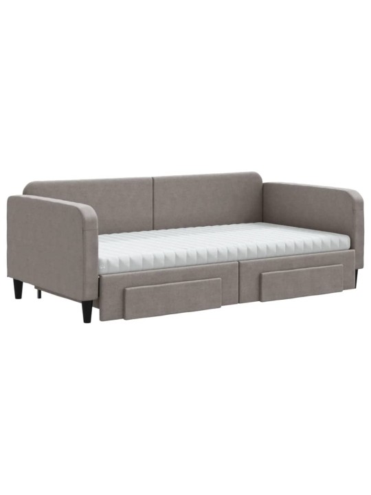 Válenda s přistýlkou a zásuvkami taupe 100 x 200 cm textil