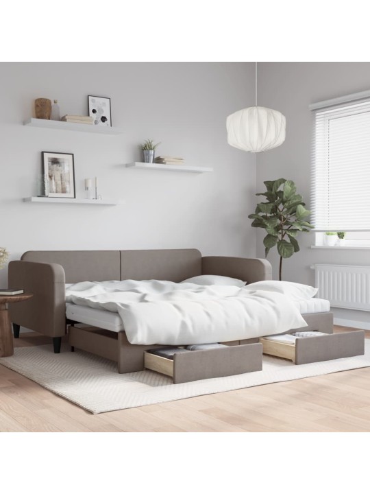 Válenda s přistýlkou a zásuvkami taupe 100 x 200 cm textil