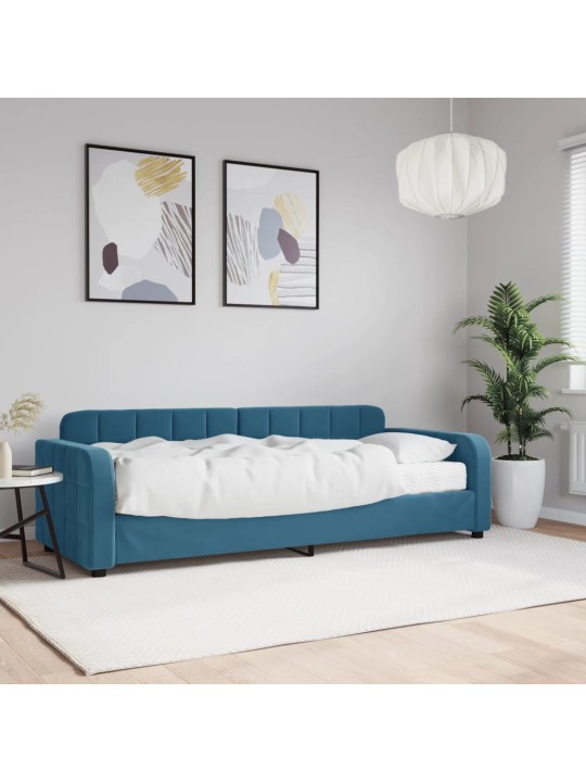 Válenda s matrací modrá 80 x 200 cm samet