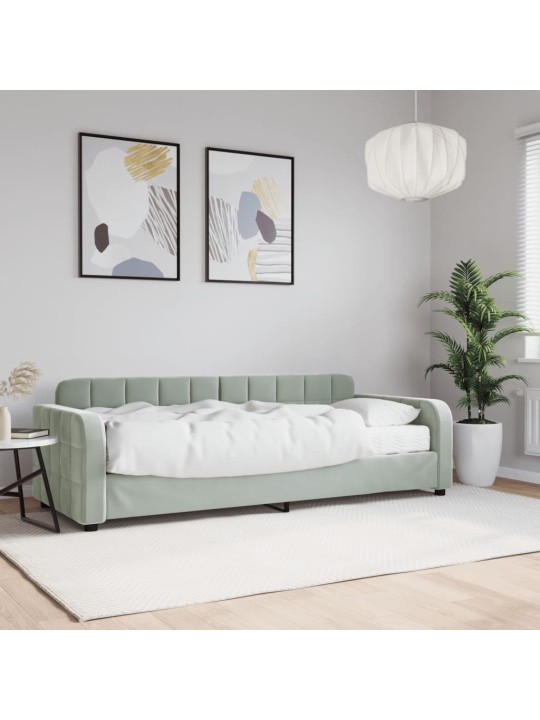 Válenda s matrací světle šedá 80 x 200 cm samet