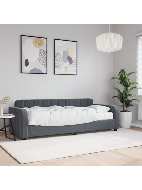 Válenda s matrací tmavě šedá 80 x 200 cm samet