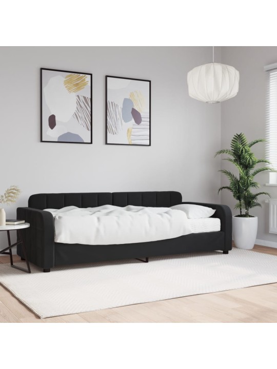 Válenda s matrací černá 80 x 200 cm samet