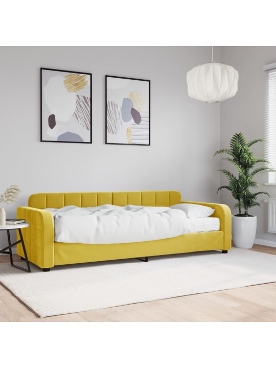 Válenda s matrací žlutá 80 x 200 cm samet