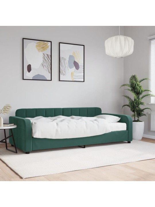 Válenda s matrací tmavě zelená 90 x 200 cm samet