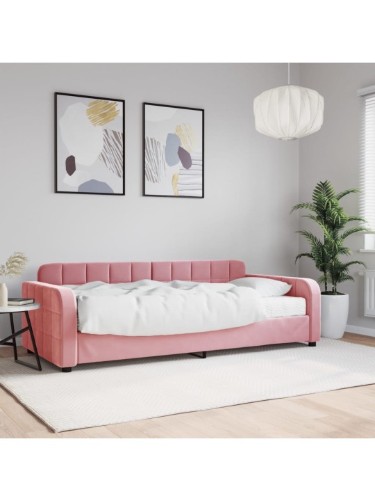 Válenda s matrací růžová 90 x 200 cm samet